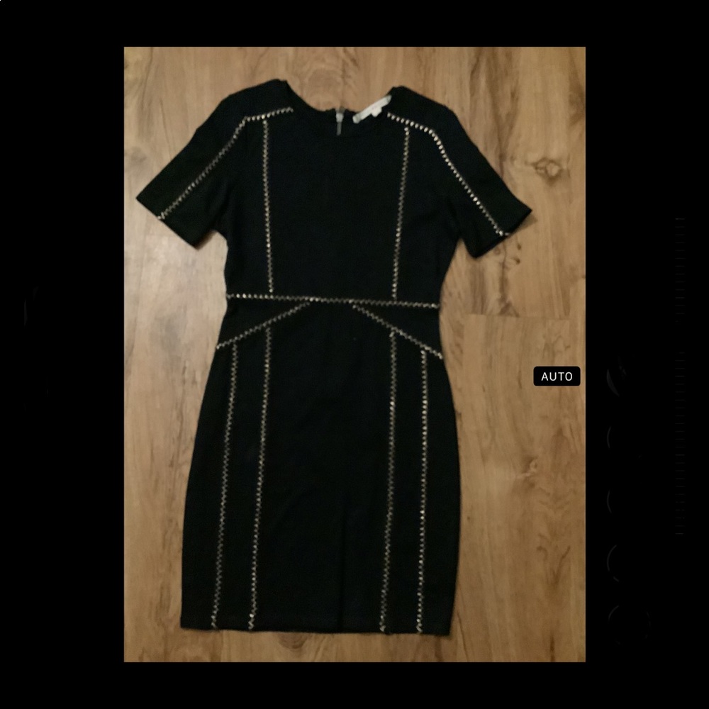 Metallic Gold Trim Black dress